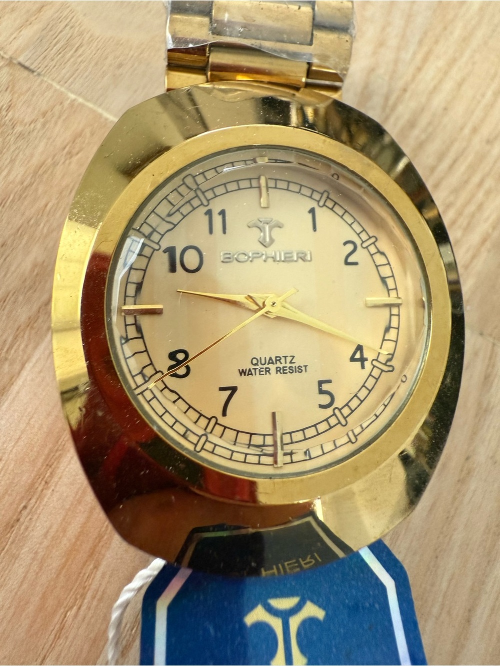 Bophieri mens gold tone watch NEW BATTERY